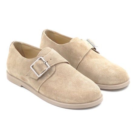 Pantofi dama tip barefoot din piele naturala intoarsa bej cappucino cu varf rotund si talpa de 1 cm 55425-3-25 [2]