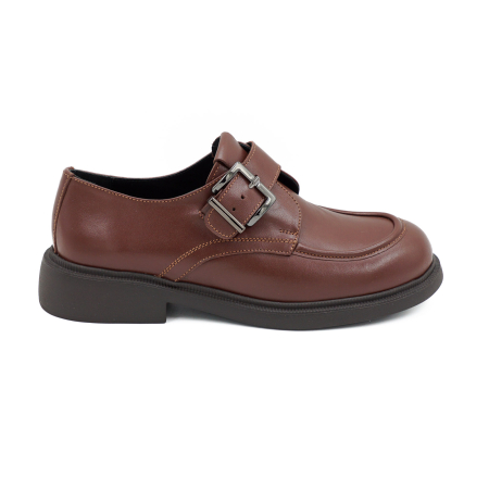 Pantofi dama - Pantofi dama casual din piele naturala box maro ciocolata varf rotund si talpa de 3 cm 50626-3-26