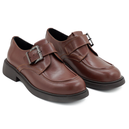 Pantofi dama casual din piele naturala box maro ciocolata varf rotund si talpa de 3 cm 50626-3-26 [2]