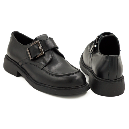 Pantofi dama casual din piele naturala box negru varf rotund si talpa de 3 cm 50626-4-26 [5]