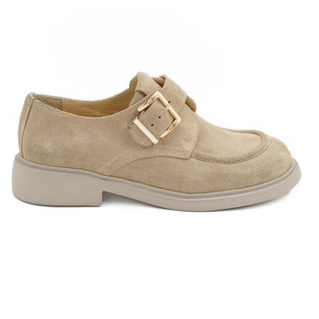 Lichidare stocuri - Pantofi dama casual din piele naturala intoarsa capucino varf rotund si talpa de 3 cm 50626-5-26