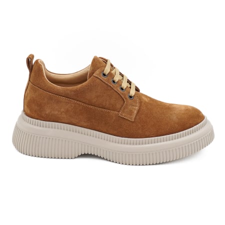 Pantofi casual & sport dama - Pantofi dama casual loafers din piele naturala intoarsa maro coniac, cu varf rotund si talpa 3 cm 50321-6