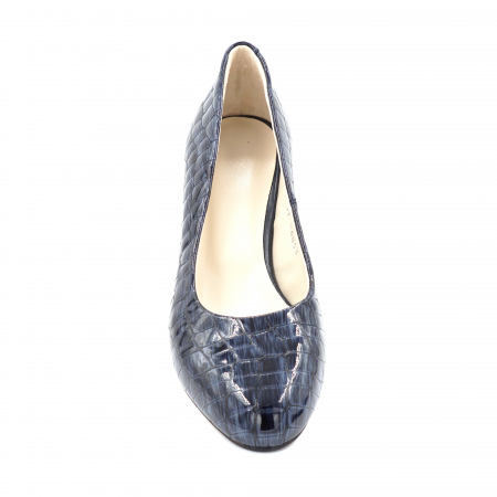 Pantofi dama din piele naturala lacuita croco bleumaren cu varf rotund si toc mic gros 4 cm 4053-1-24 [4]