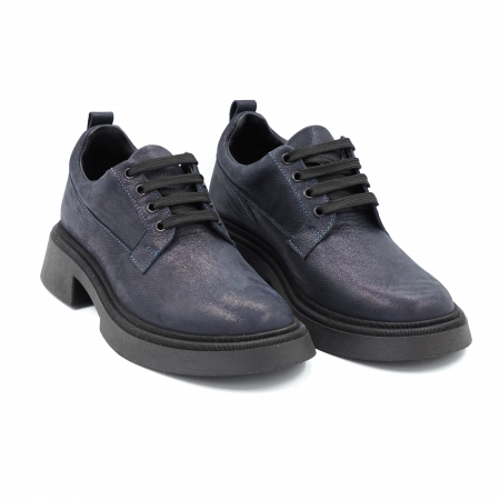 Pantofi dama casual din piele naturala bleumaren sidef cu vraf rotund si talpa 3 cm 50321-24 [2]