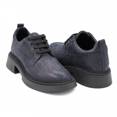 Pantofi dama casual din piele naturala bleumaren sidef cu vraf rotund si talpa 3 cm 50321-24 [3]