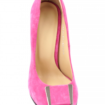 Pantofi dama din piele naturala intoarsa roz fucsia cu varf ascutit stileto si toc inalt subtire 10 cm 50724-2-24 [4]