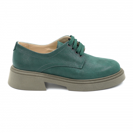 Pantofi casual & sport dama - Pantofi dama casual loafers din piele naturala verde menta cu insertii cu varf rotund si talpa 3 cm 53017-10-24