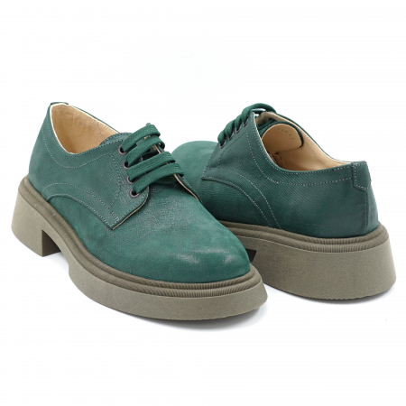 Pantofi dama casual loafers din piele naturala verde menta cu insertii cu varf rotund si talpa 3 cm 53017-10-24 [3]