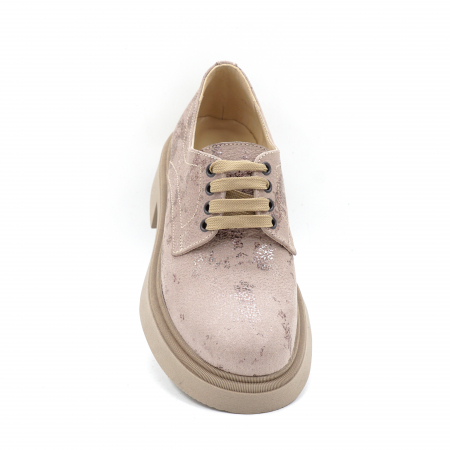 Pantofi dama casual loafers din piele naturala bej cu insertii ,cu varf rotund si talpa 3 cm  53017-14-24 [4]