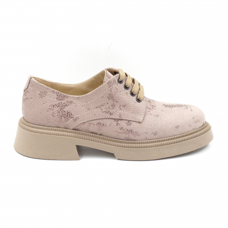 Pantofi casual & sport dama - Pantofi dama casual loafers din piele naturala bej cu insertii ,cu varf rotund si talpa 3 cm  53017-14-24