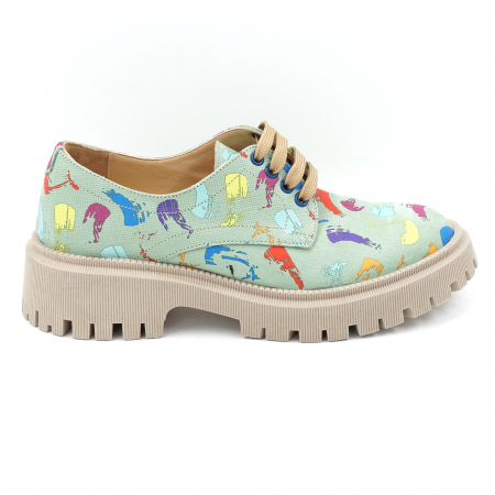 Pantofi casual & sport dama - Pantofi dama casual din piele naturala cu imprimeu colorat cu varf rotund si talpa 4 cm 53017-4-24
