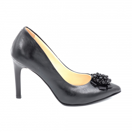 Pantofi dama din piele naturala neagra cu varf ascutit stileto si toc inalt subtire 9 cm 53523-24 [2]