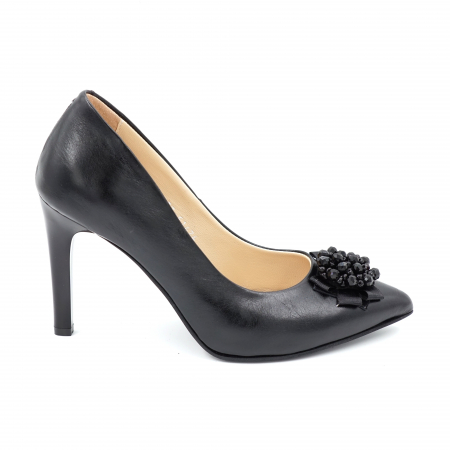 Pantofi dama din piele naturala neagra cu varf ascutit stileto si toc inalt subtire 9 cm 53523-1-24 [2]