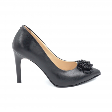 Pantofi dama din piele naturala neagra cu varf ascutit stileto si toc inalt subtire 9 cm 53523-2-24 [2]