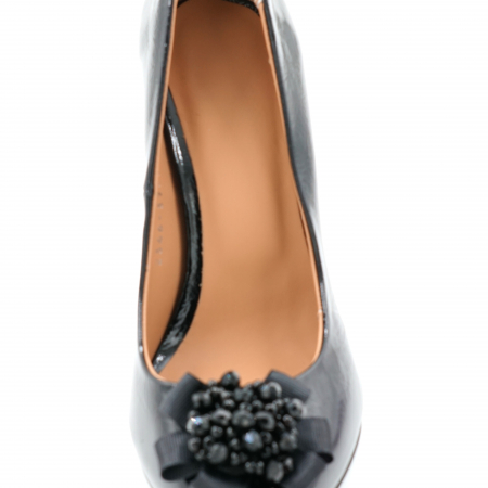 Pantofi dama din piele naturala lacuita neagra cu varf ascutit stileto si toc inalt subtire 9 cm 53523-24 [4]
