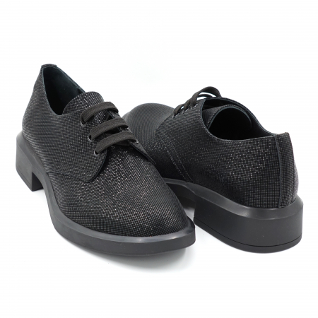 Pantofi dama casual loafers din piele naturala neagra cu insertii cu varf rotund si talpa 3 cm 55320-1-24 [3]