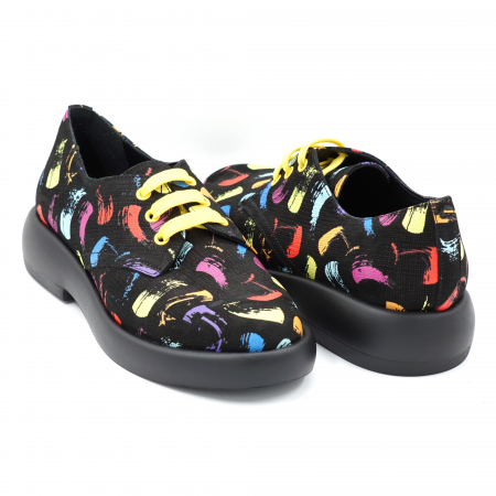 Pantofi dama casual din piele naturala cu imprimeu multicolorcu varf rotund si talpa joasa 3 cm  55320-3-24 [3]