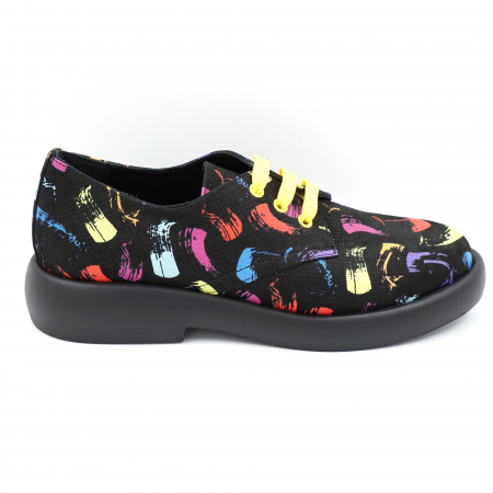 Pantofi casual & sport dama - Pantofi dama casual din piele naturala cu imprimeu multicolorcu varf rotund si talpa joasa 3 cm  55320-3-24