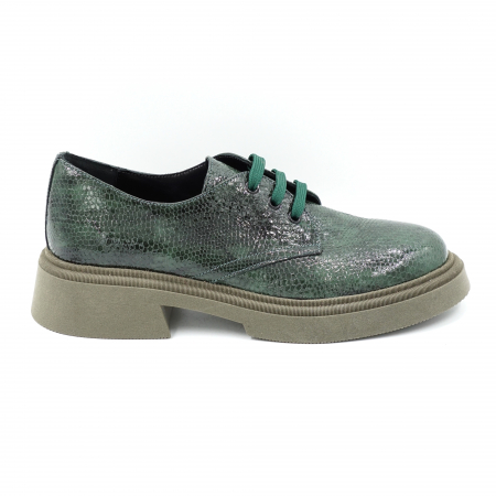 Pantofi casual & sport dama - Pantofi dama casual loafers din piele naturala croco lacuit verde menta cu varf rotund si talpa 3 cm 55320-4-24