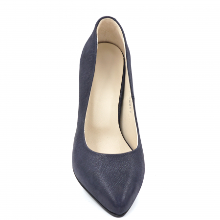 Pantofi dama din piele naturala neagra sidef cu varf ascutit stileto si toc mediu gros 8 cm 8057-15-24 [5]