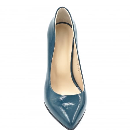 Pantofi dama din piele naturala lacuita verde smarald cu varf ascutit stileto si toc inalt subtire 9 cm 9557-4-24 [4]