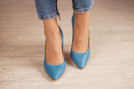 Pantofi dama din piele naturala albastra MSPD50716-1-20 [2]