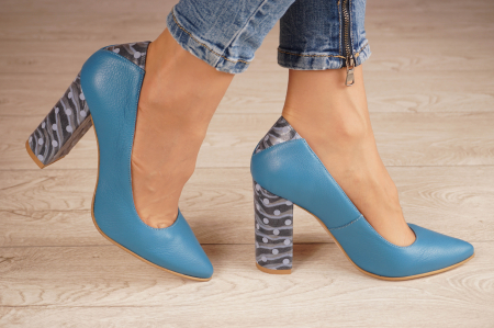 Pantofi dama din piele naturala albastra MSPD50716-1-20 [1]