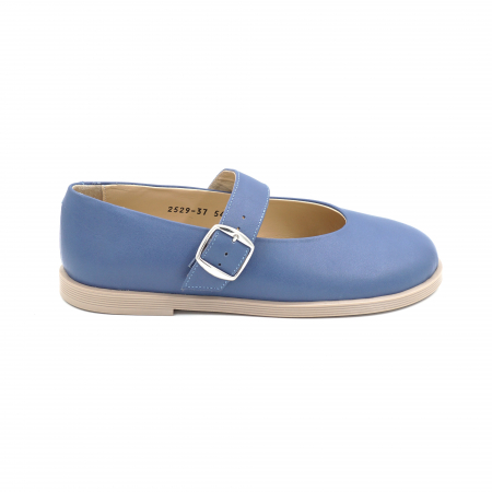 Pantofi casual & sport dama - Pantofi dama tip barefoot din piele naturala albastra cu varf rotund si talpa 1 cm 54725-1-25