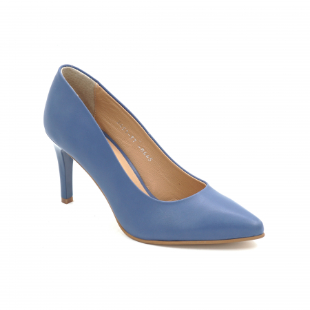 Pantofi dama din piele naturala albastra cu varf ascutit stiletto si toc mediu subtire 7 cm 0445-1-25- MISTICO SHOES [1]