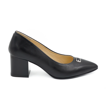 Pantofi dama din piele naturala neagra, cu varf ascutit stiletto si toc mic gros 6 cm 54125-26 [1]