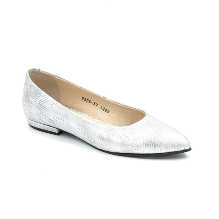 Pantofi dama din piele naturala sarpe argintiu cu varf rotund stiletto si toc de 1 cm 1289-25 [1]