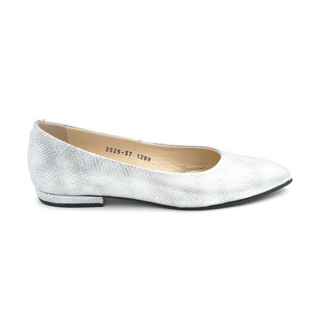 Pantofi dama - Pantofi dama din piele naturala sarpe argintiu cu varf rotund stiletto si toc de 1 cm 1289-25