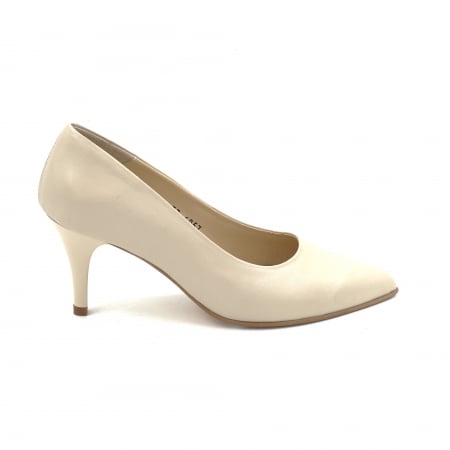 Pantofi dama - Pantofi dama din piele naturala nude roze cu varf ascutit stiletto si toc mic subtire 6 cm 6057-16-25