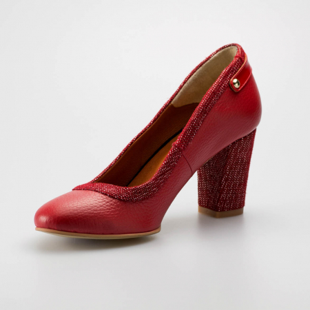 Pantofi dama din piele naturala rosie MSPD56719-19 [2]