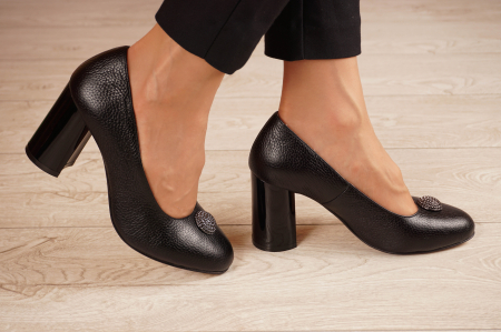 Pantofi dama din piele naturala neagra MSPD55020-2-20 [1]