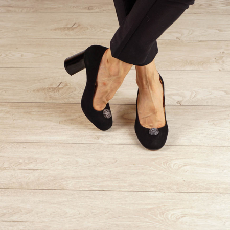 Pantofi dama din piele naturala camoscio negru MSPD55020-20 [1]