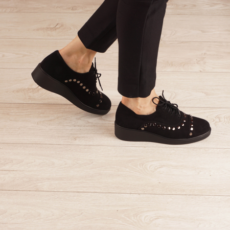 Pantofi dama din piele naturala camoscio negru MSPD56520-1-20 [0]