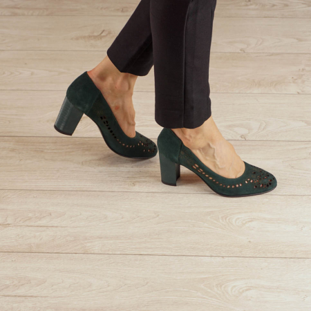 Pantofi dama din piele naturala camoscio verde laserat MSPD51820L39-1-20 [0]