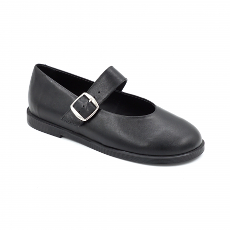 Pantofi dama tip barefoot din piele naturala neagra cu varf rotund si talpa de 1 cm 54725-2-25 [1]