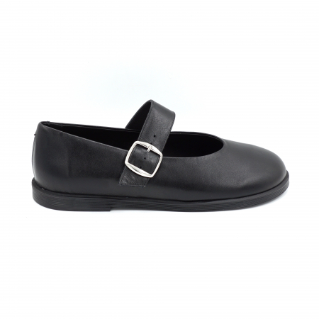 Pantofi casual & sport dama - Pantofi dama tip barefoot din piele naturala neagra cu varf rotund si talpa de 1 cm 54725-2-25