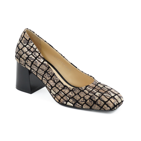 Pantofi dama din piele naturala cu imprimeu animal print, cu varf patrat si toc mic gros de 4 cm 4069-8-26 [1]