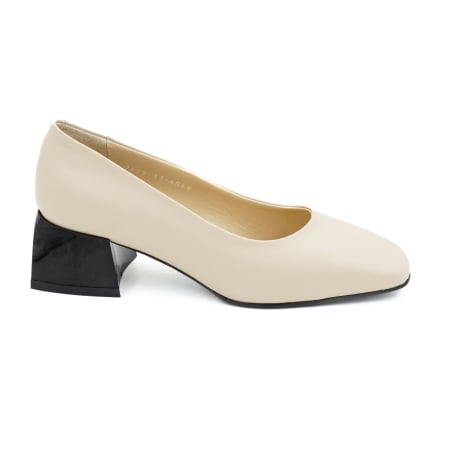 Pantofi dama - Pantofi dama din piele naturala nude bej, cu varf patrat si toc mic gros de 4 cm 4069-9-26