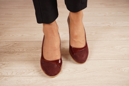 Pantofi dama din piele naturala cu imprimeu bordo MSPD52020-1-20 [2]
