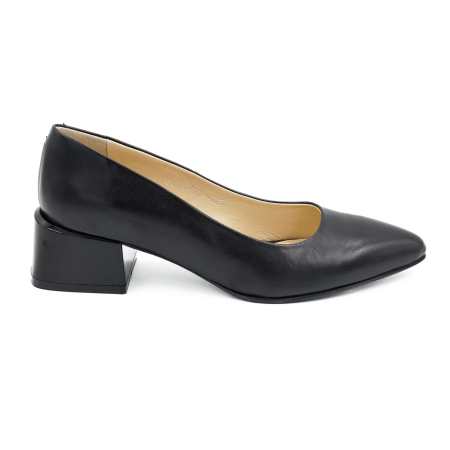 Dama - Pantofi dama din piele naturala neagra, cu varf ascutit stiletto si toc mic gros de 4 cm 4057-2-26