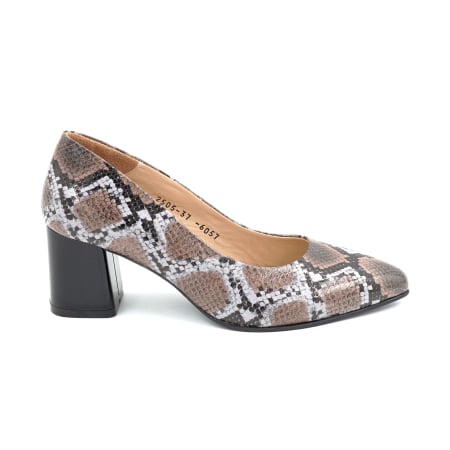 Pantofi elegant & office dama - Pantofi dama din piele naturala cu imprimeu sarpe cu varf ascutit stiletto si toc mic gros de 6 cm 6057-5-25