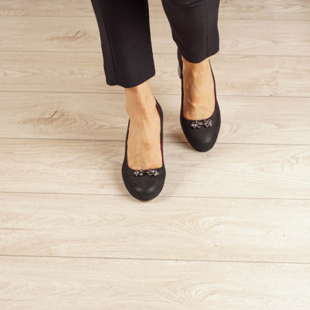Pantofi dama din piele naturala cu imprimeu neagra MSPD55120-1-20 [2]