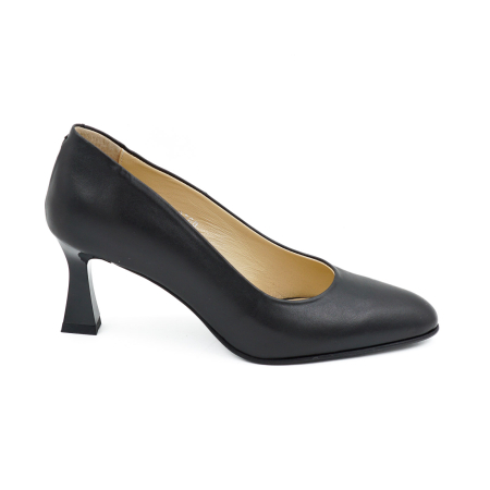 Lichidare stocuri - Pantofi dama din piele naturala neagra, cu varf ascutit si toc mic subtire de 6 cm 0700-12-26