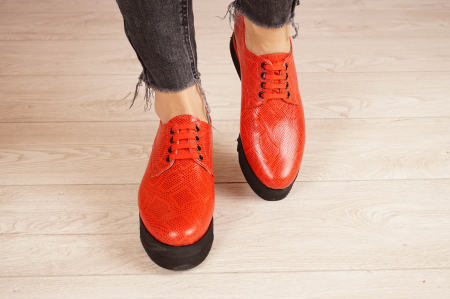 Pantofi dama din piele naturala cu imprimeu rosu MSPD53017-3-21 [3]