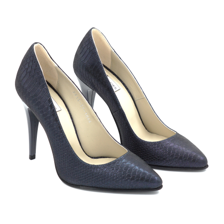 Pantofi dama din piele naturala cu imprimeu sarpe cu varf ascutit stiletto si cu toc inalt subtire de 10 cm 1046-25 [2]