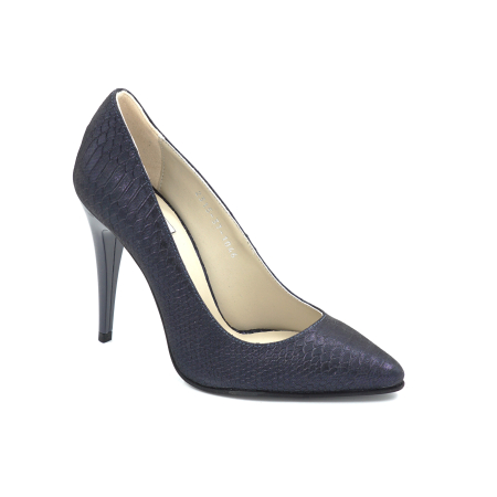 Pantofi dama din piele naturala cu imprimeu sarpe cu varf ascutit stiletto si cu toc inalt subtire de 10 cm 1046-25 [1]